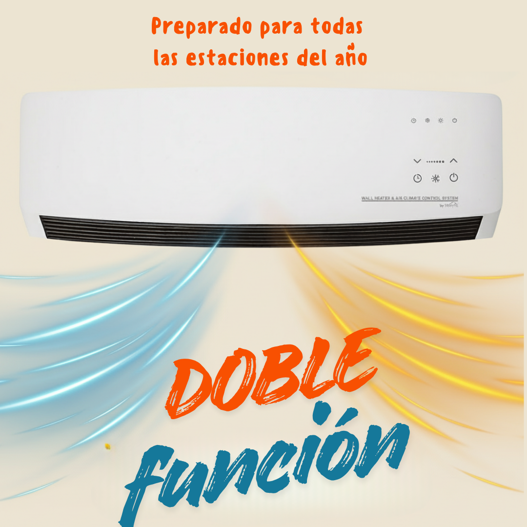 Climatizador y calentador de pared 2 en 1 | Silencioso y con mando