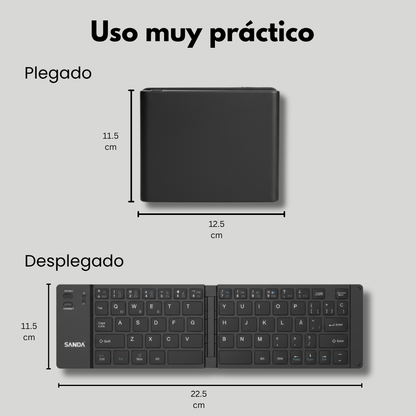Teclado Bluetooth Plegable SANDA SD‑3745 | Compacto, Recargable y Listo Para Viajar