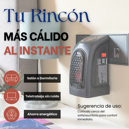 Mini Calefactor de Enchufe Portátil 400 W | Compacto, Silencioso y de Bajo Consumo