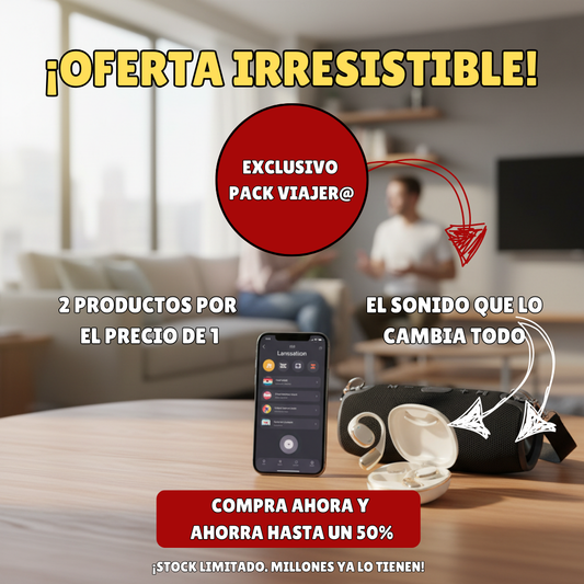 Pack Viaje Global: Altavoz Bluetooth Potente + Auriculares Traductores 144 Idiomas | Música y Comunicación sin Límites
