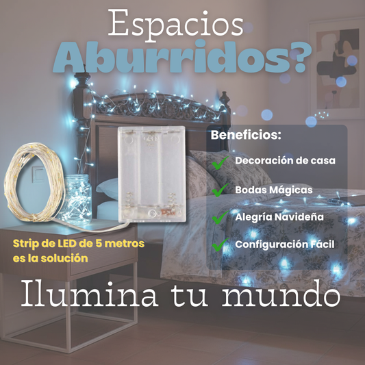 Luces LED azules 50 LED | Guirnalda de cobre flexible 5 m