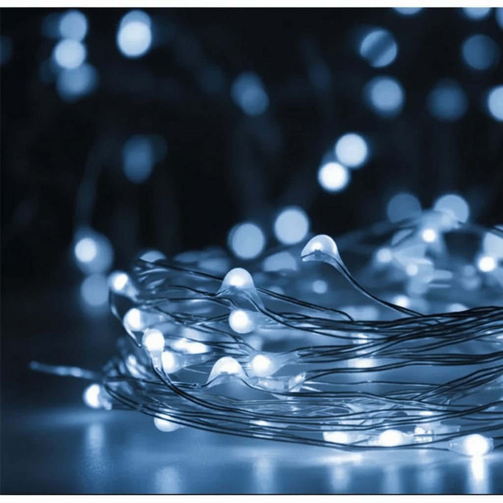 Luces LED azules 50 LED | Guirnalda de cobre flexible 5 m