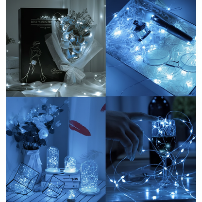 Luces LED azules 50 LED | Guirnalda de cobre flexible 5 m