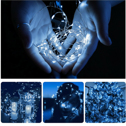 Luces LED azules 50 LED | Guirnalda de cobre flexible 5 m