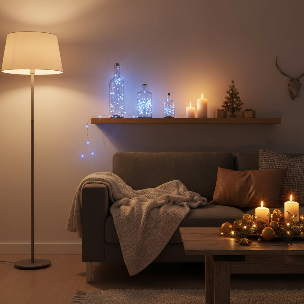 Luces LED azules 50 LED | Guirnalda de cobre flexible 5 m