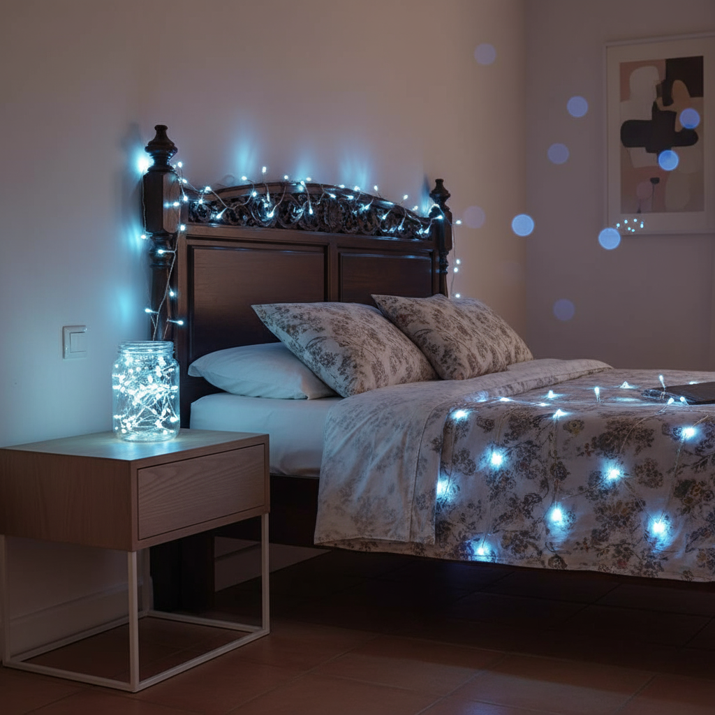 Luces LED azules 50 LED | Guirnalda de cobre flexible 5 m