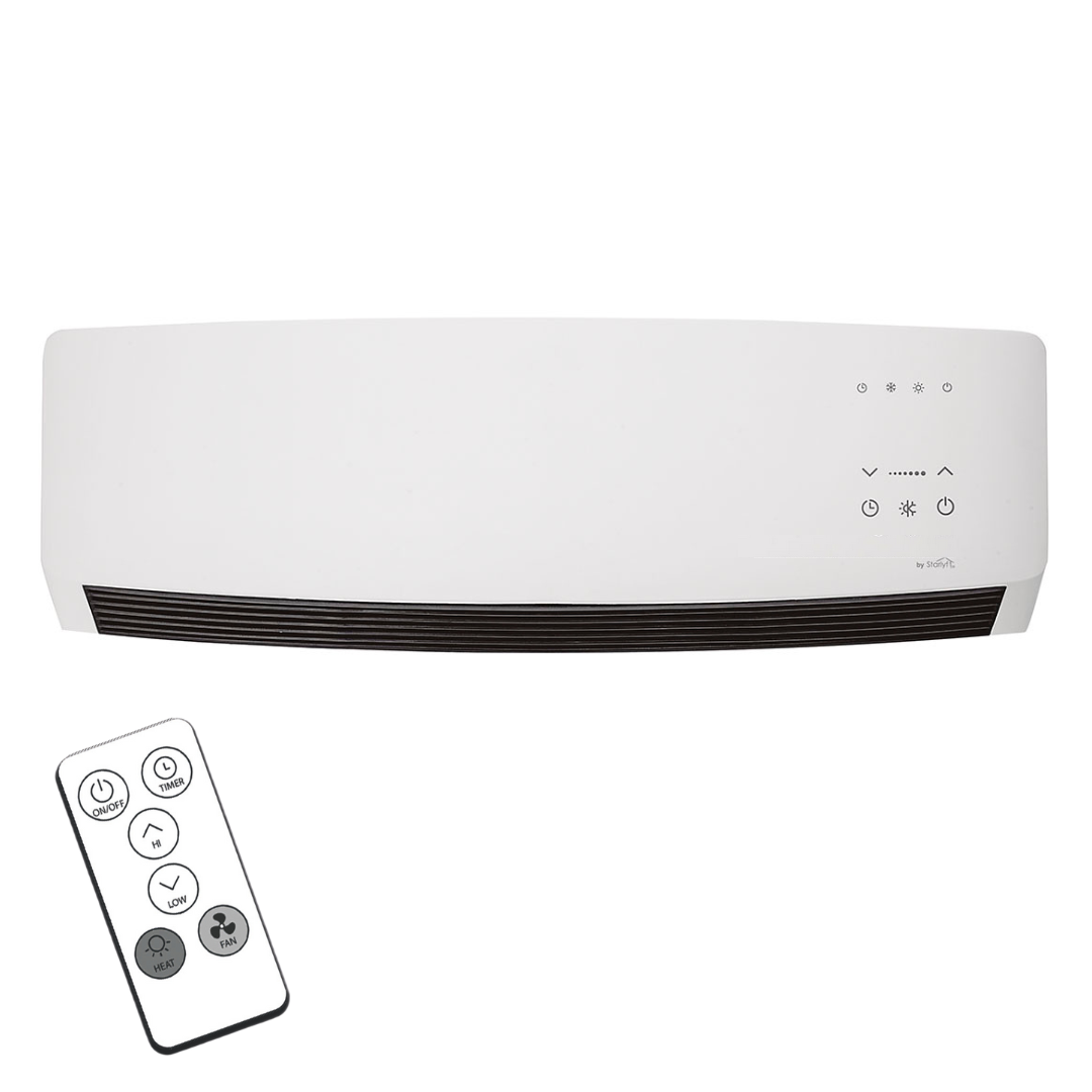 Climatizador y calentador de pared 2 en 1 | Silencioso y con mando